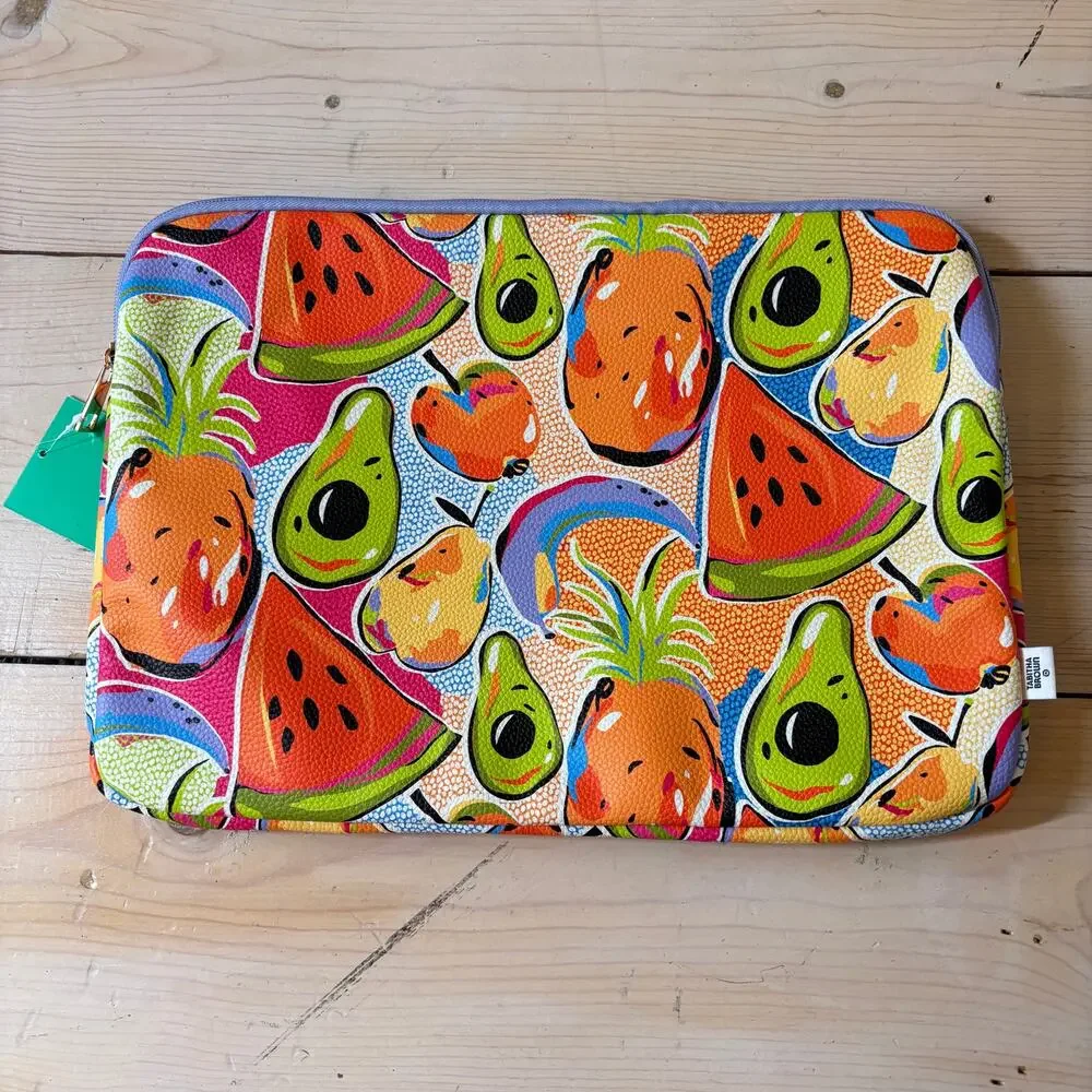 Tabitha Brown NWT 15” Tech Sleeve Zippered Laptop Case Bright Fruit Print